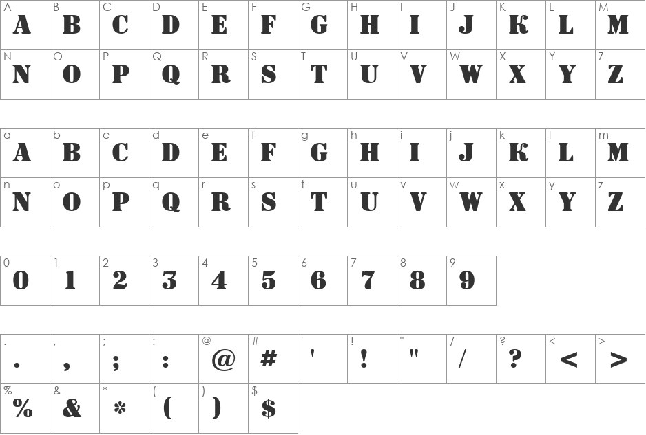 a_SignboardTitul font character map preview