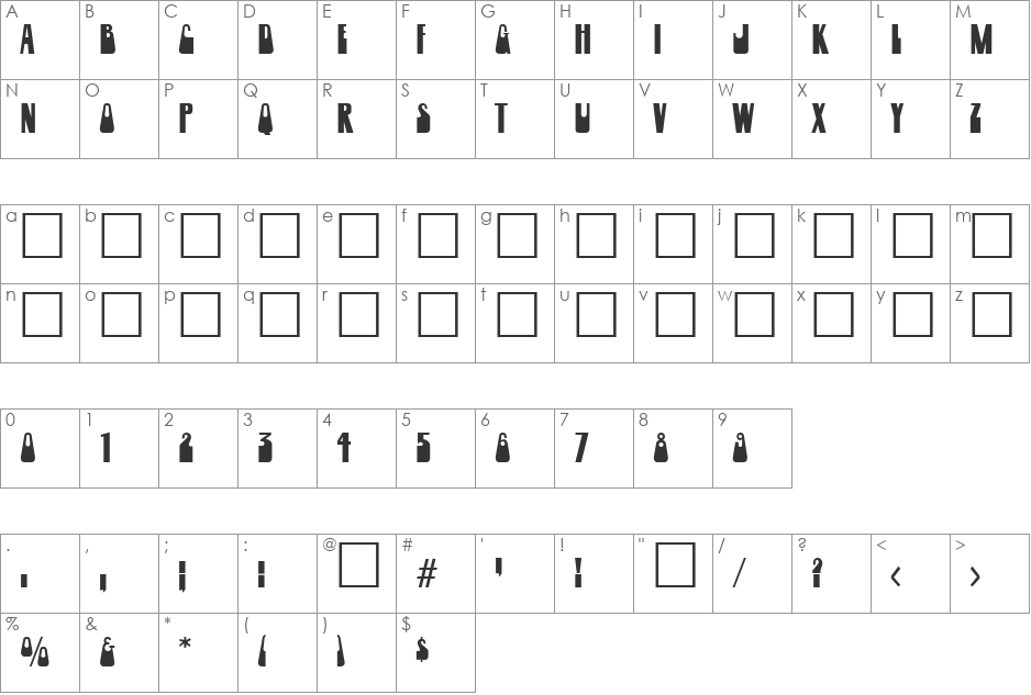 PELIKAN font character map preview