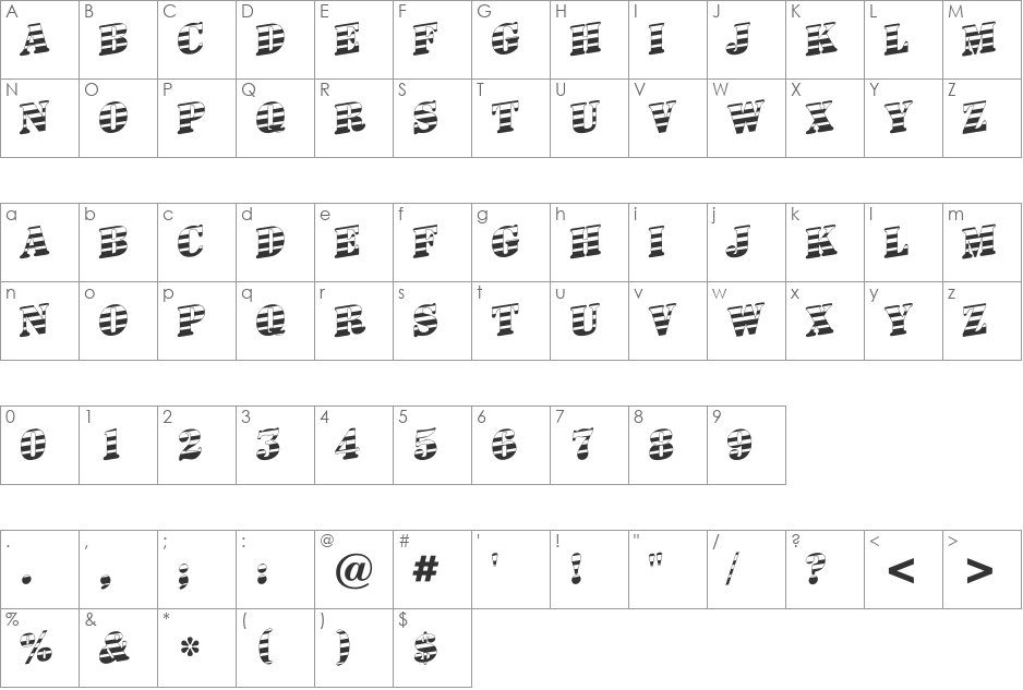 a_SignboardTitulGrdUp font character map preview