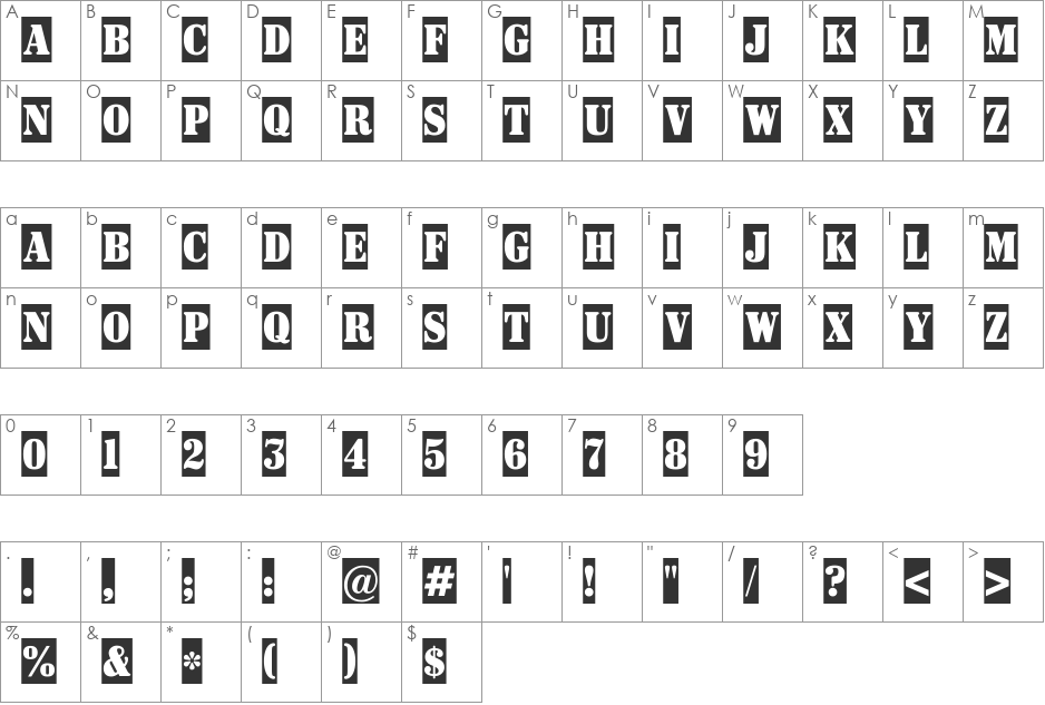 a_SignboardTitulNrCm font character map preview