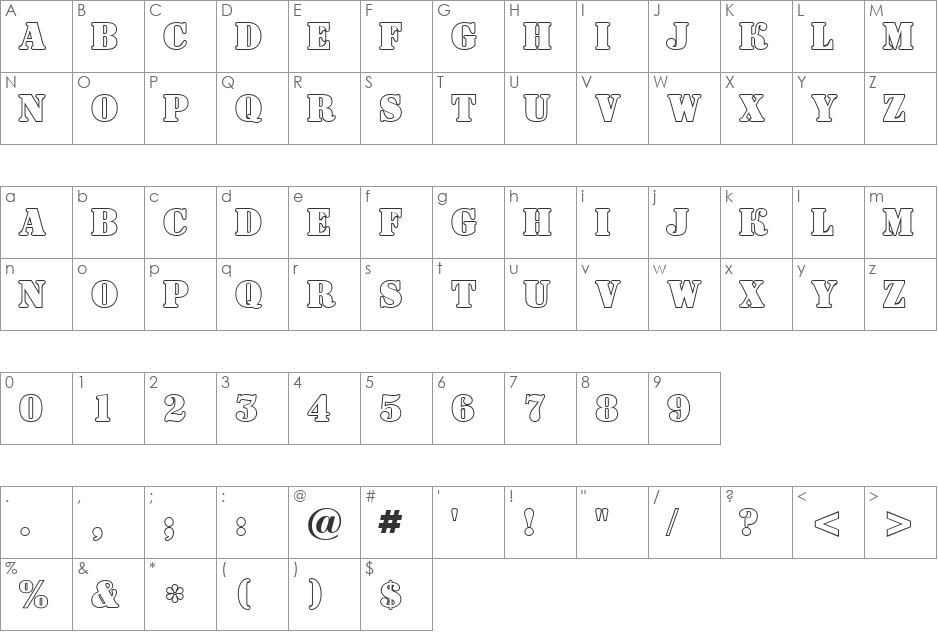 a_SignboardTitulOtl font character map preview