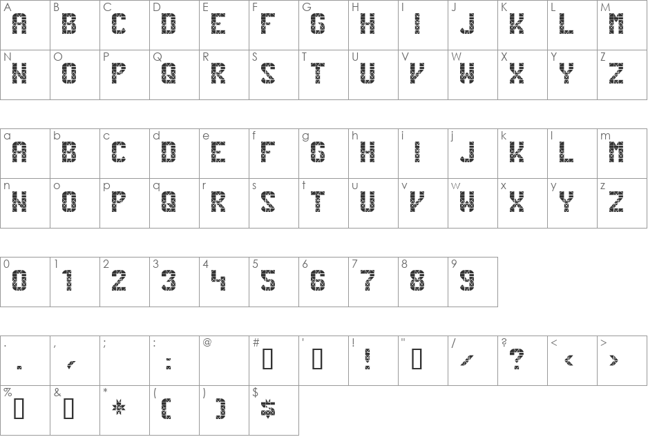 Penn Station font character map preview