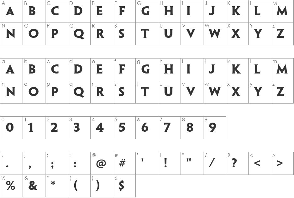 Penumbra HalfSerif Std font character map preview