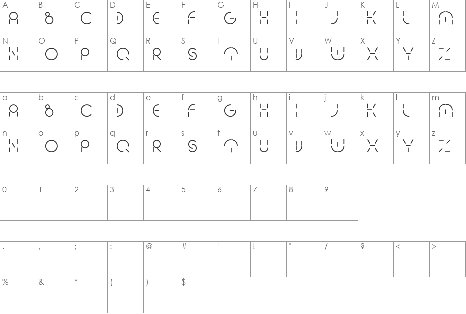 PEOPLE QUARK font character map preview