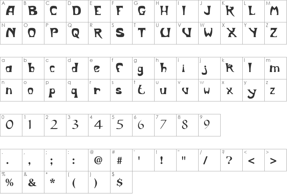 PeppertreeSSK font character map preview