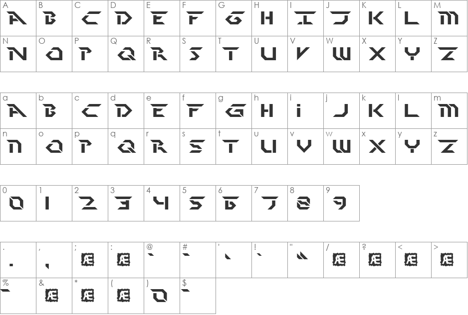 Perfect Dark (BRK) font character map preview