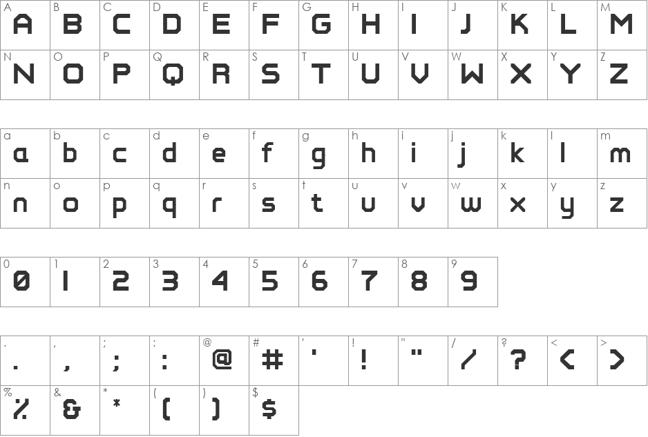 PerfectPixel font character map preview