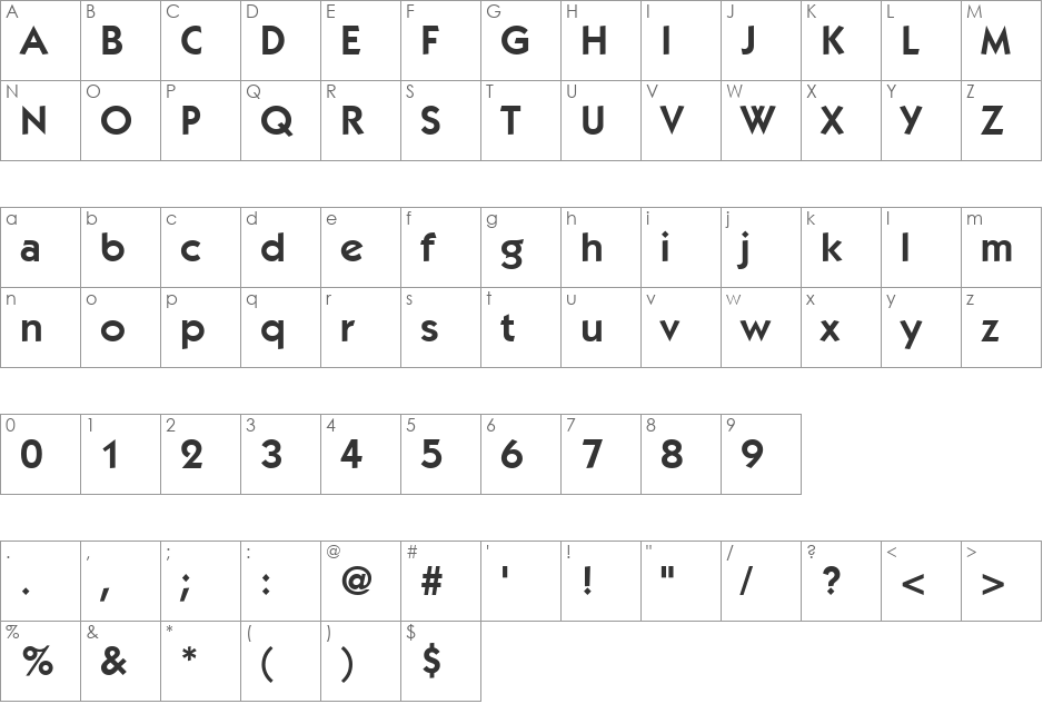 Performa Book SSi font character map preview