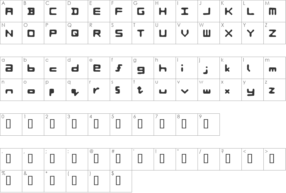 Period Mu font character map preview