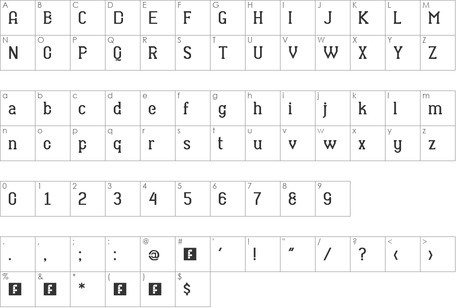 Periodica serif clone font character map preview