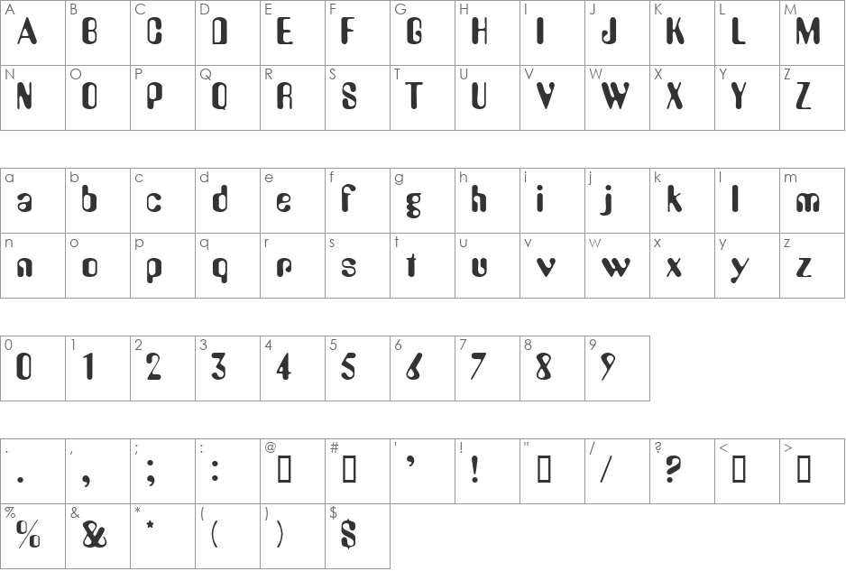 PerkleDisplaySSi font character map preview