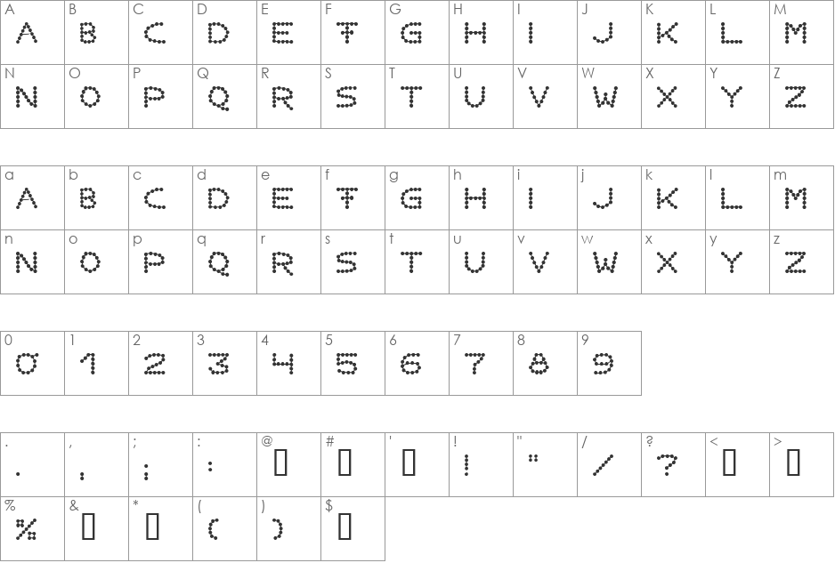 Perlenkette font character map preview