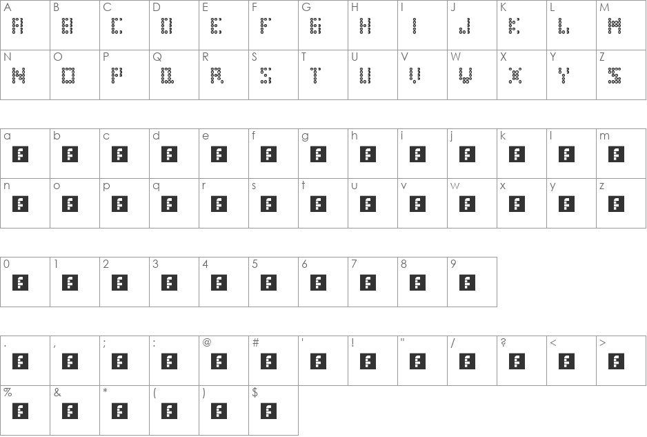 Perler Bead font character map preview