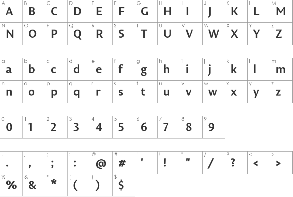 PermianSansTypeface font character map preview