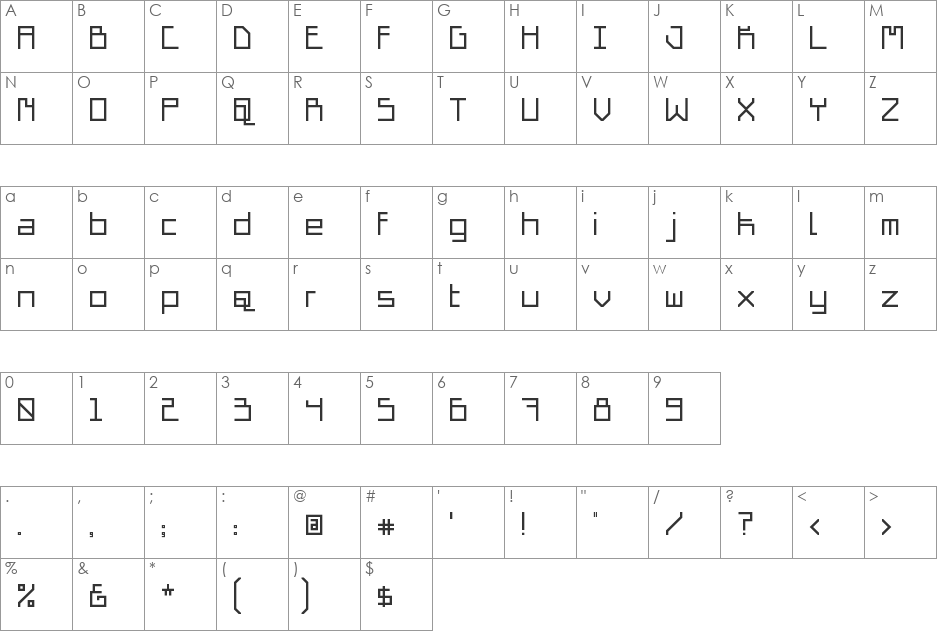 Pesagi Kuru font character map preview