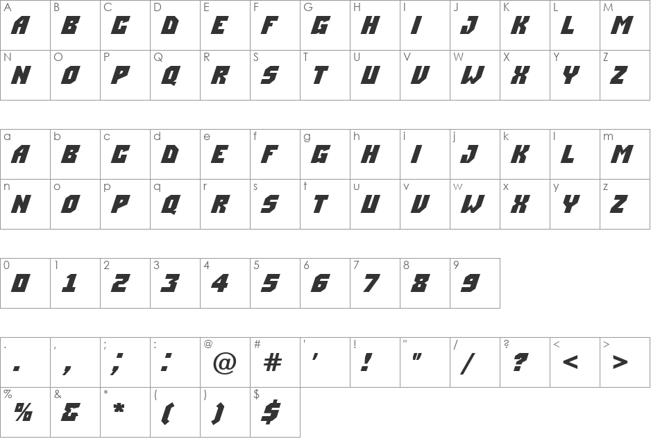 a_SimplerDnm font character map preview