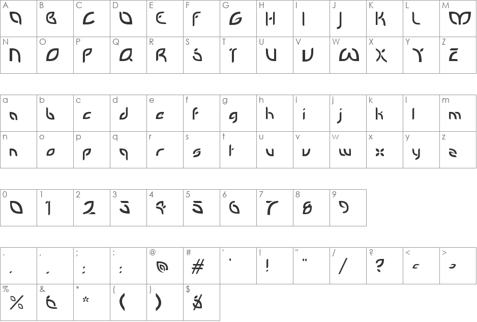 PetalGlyph font character map preview