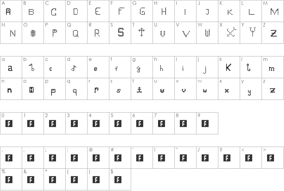 Petar Misic font character map preview