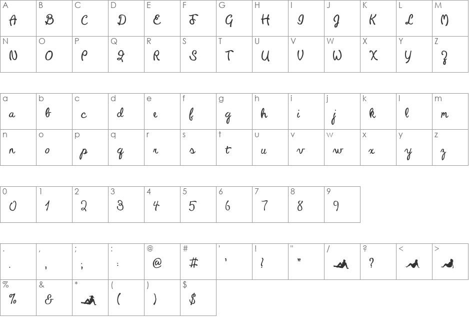 Peterbuilt font character map preview