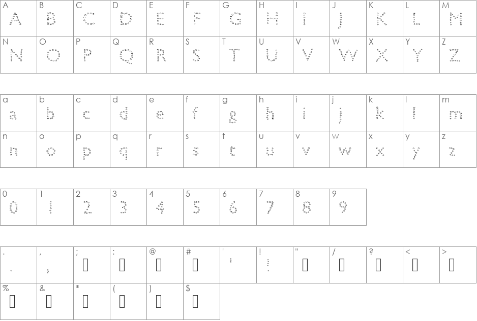 petiteboule font character map preview