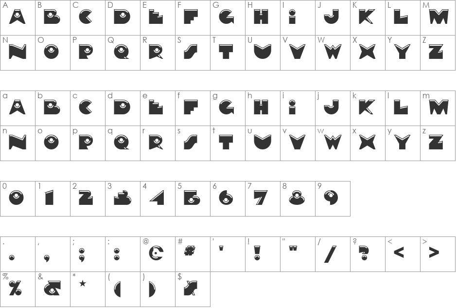 Petre Devos NF font character map preview