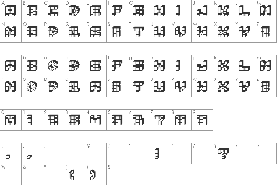 PEZ font character map preview