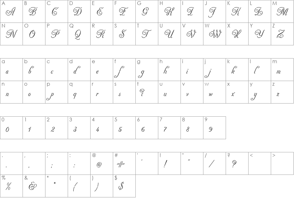 Pezzo-Alt font character map preview