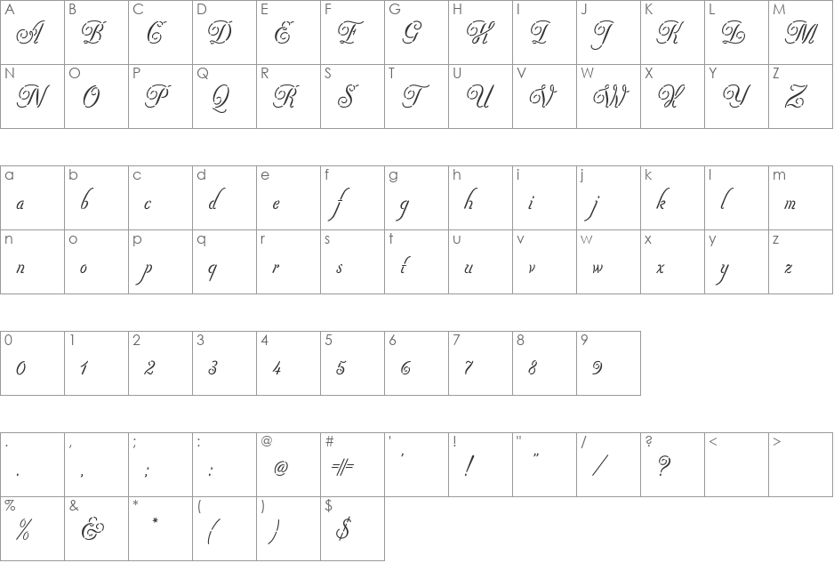 Pezzo-Regular font character map preview