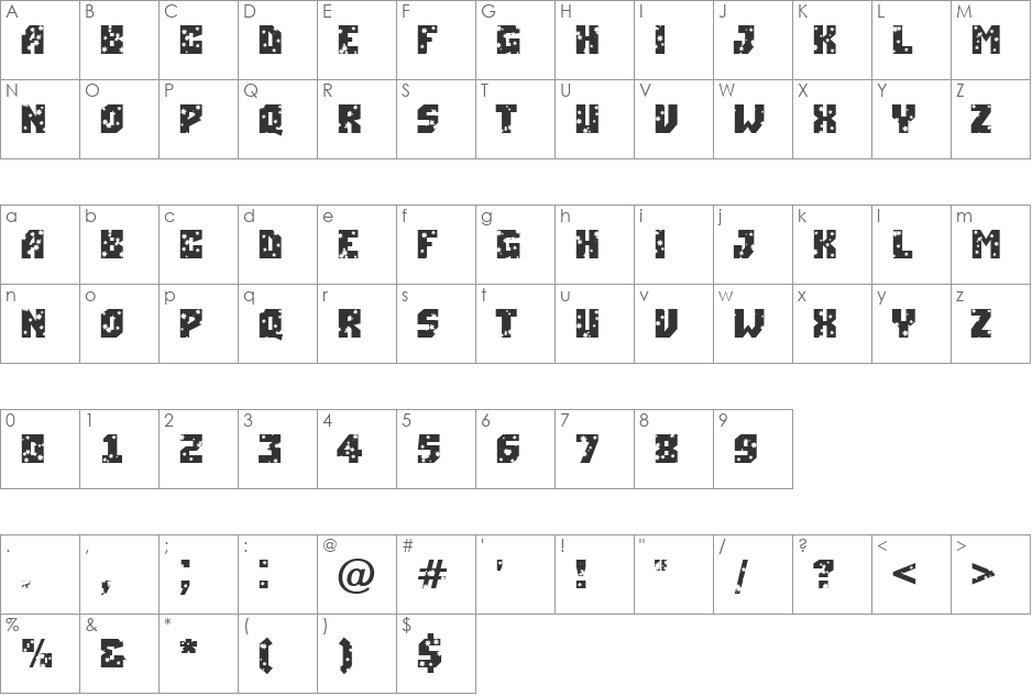 a_SimplerStrs font character map preview