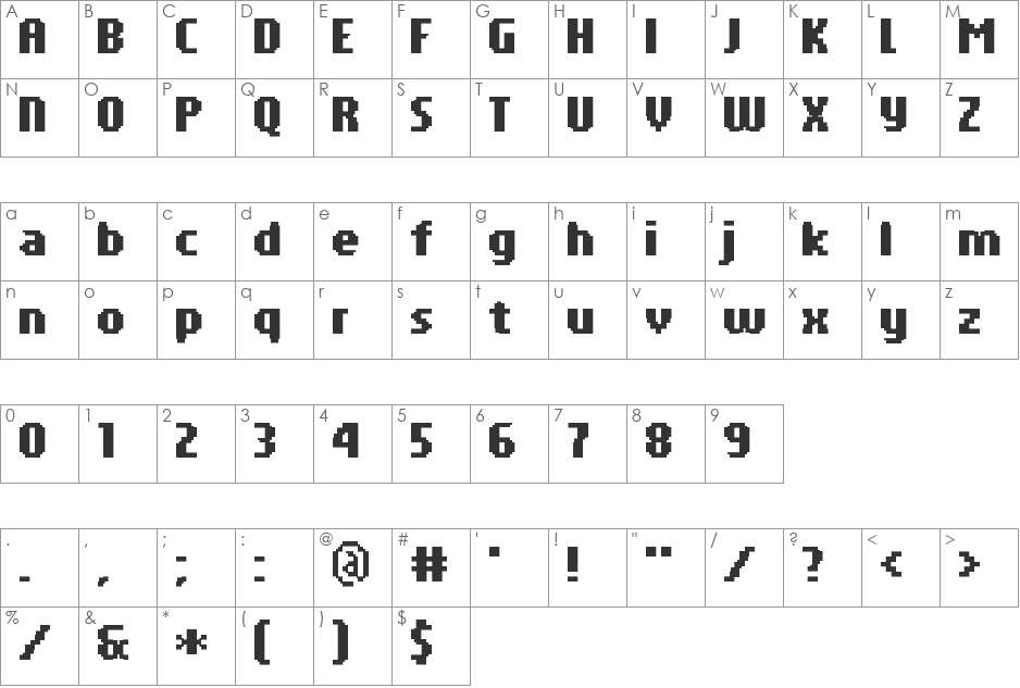 PF Tempesta Seven Compressed font character map preview