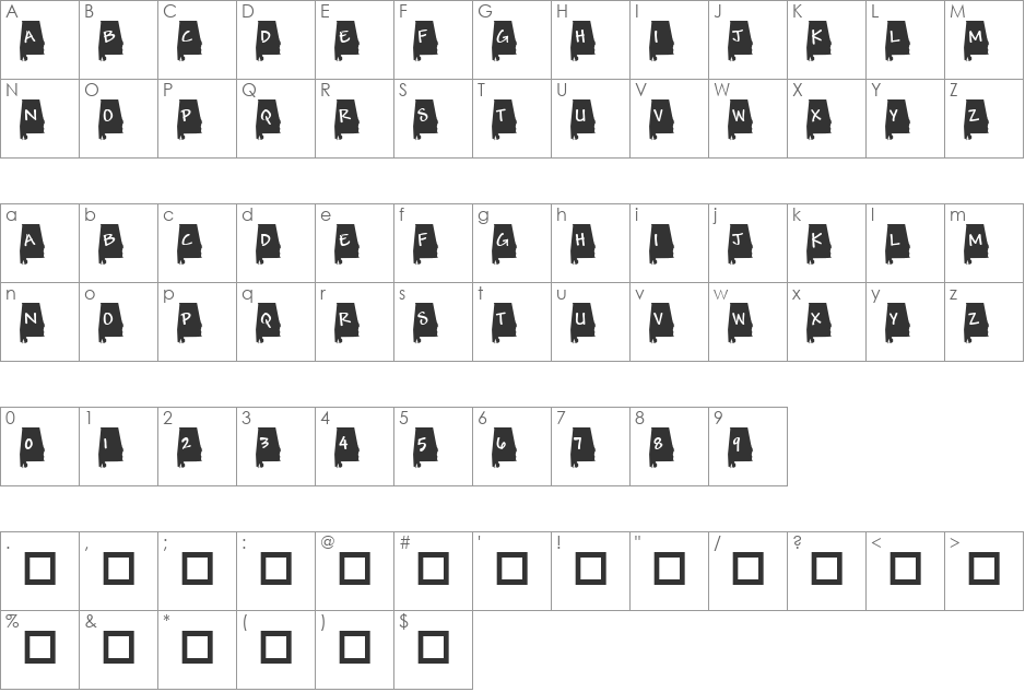 pf_alabama font character map preview