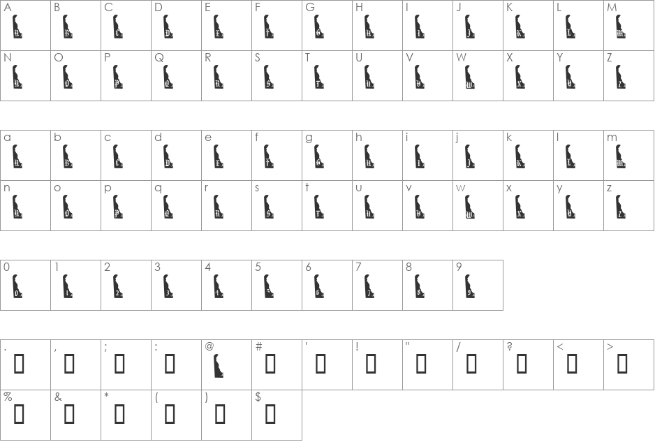 pf_de font character map preview