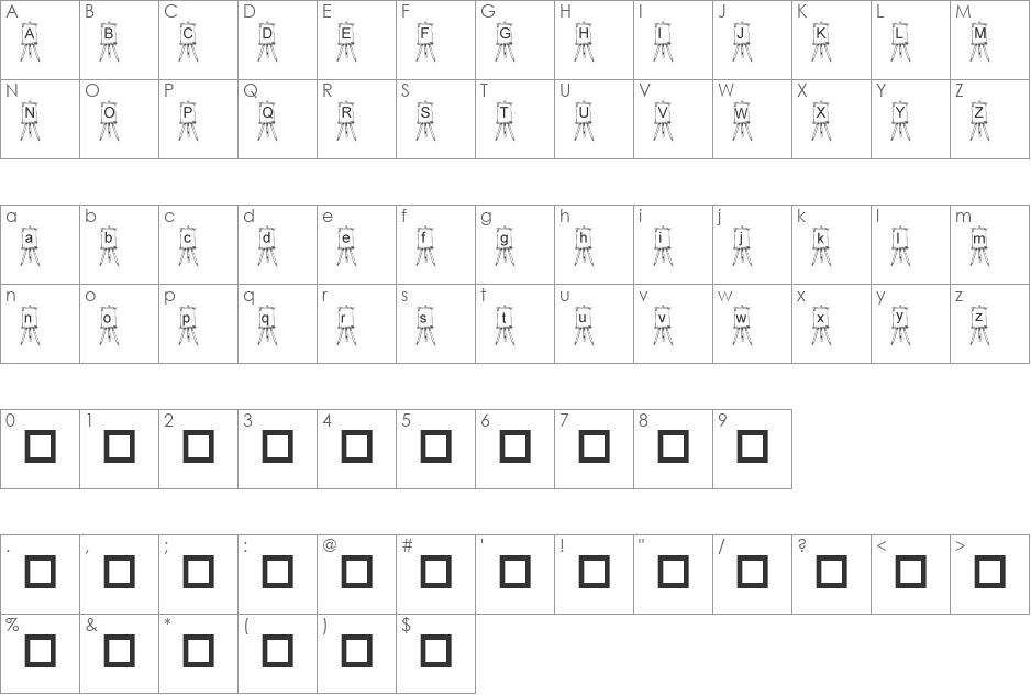 pf_easel font character map preview