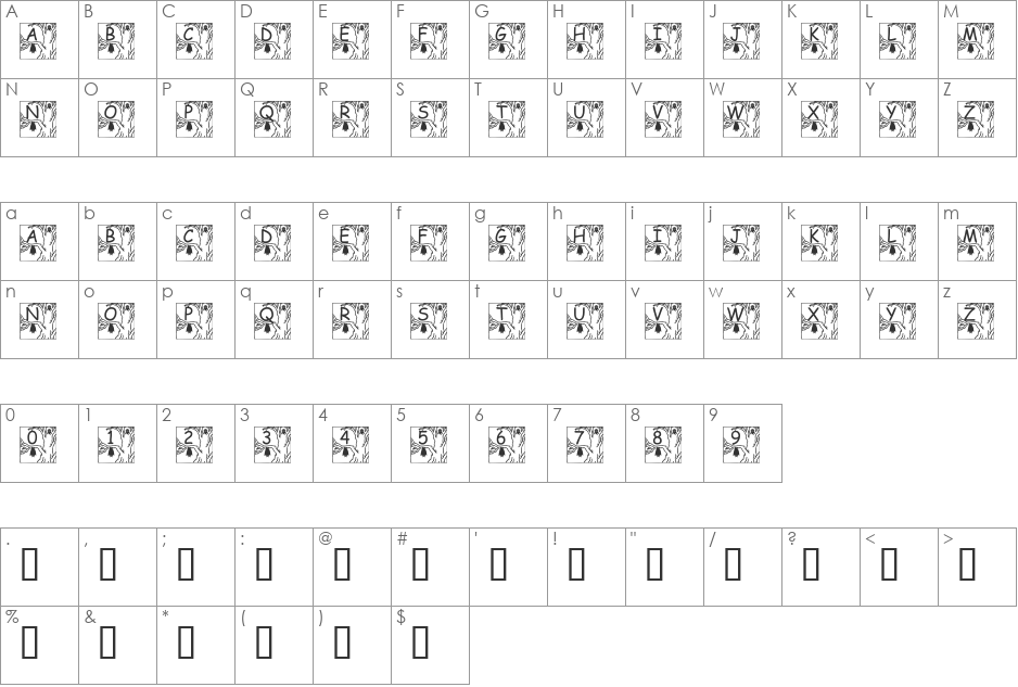 pf_holloween3 font character map preview