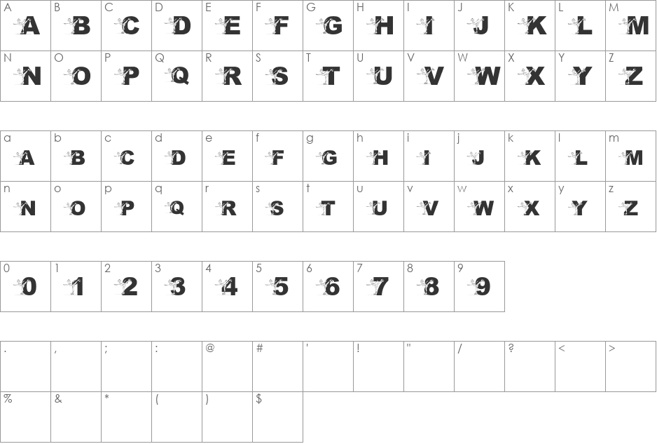 pf_ice_skate font character map preview