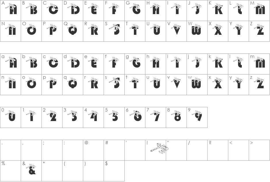 pf_jumping_in_ole_waterhole font character map preview