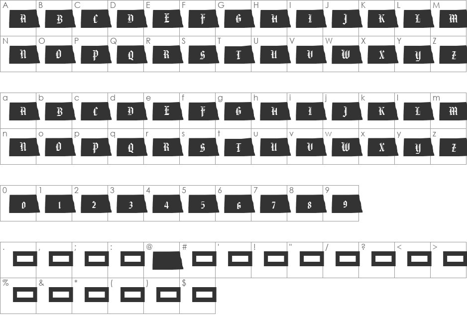 pf_nd font character map preview