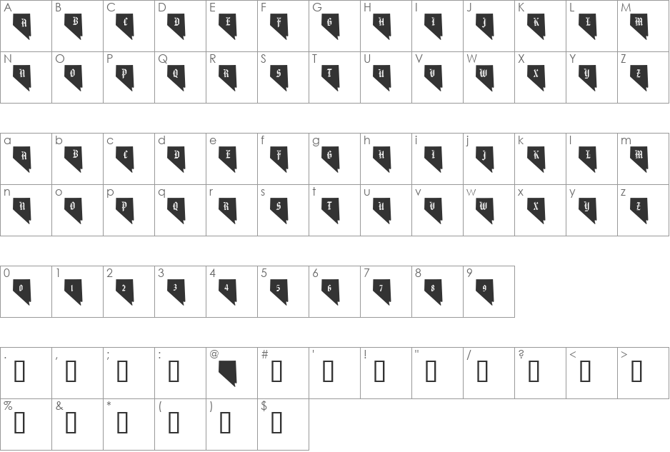 pf_nv font character map preview