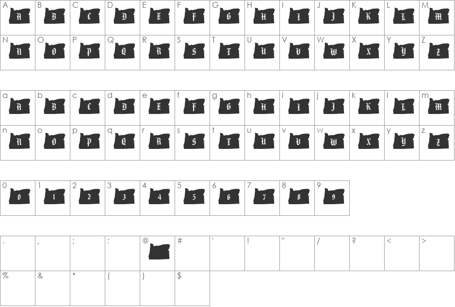 pf_or font character map preview