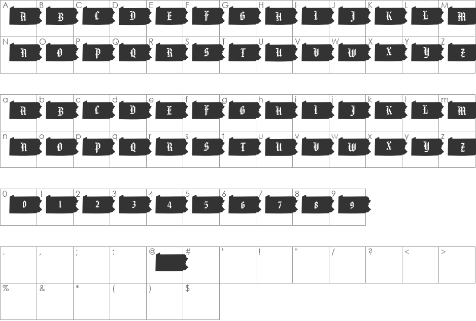 pf_pa font character map preview
