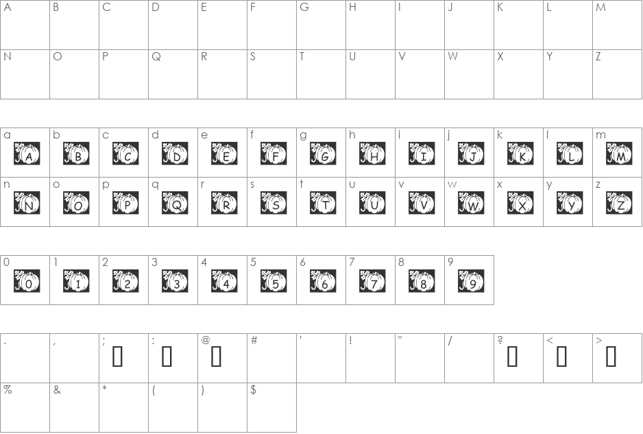 pf_pumpkin2 font character map preview