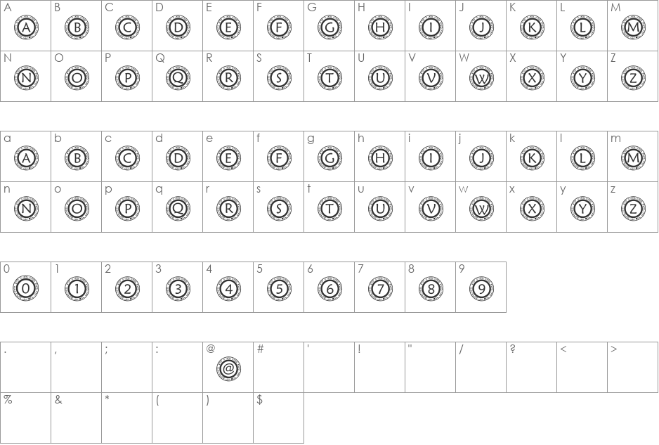 pf_scircle1 font character map preview