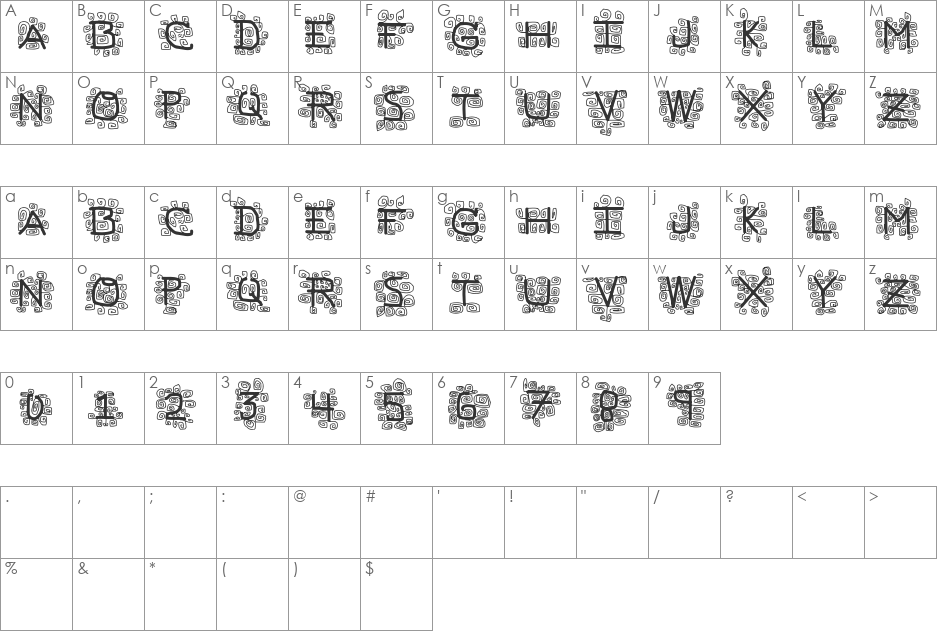pf_vvbf19 font character map preview