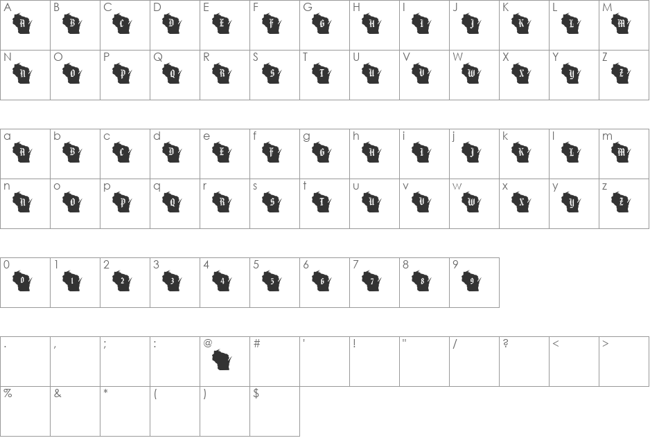 pf_wi font character map preview