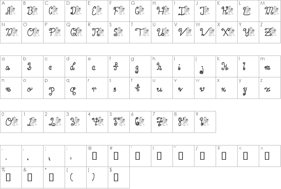 pf_xmas_gator font character map preview