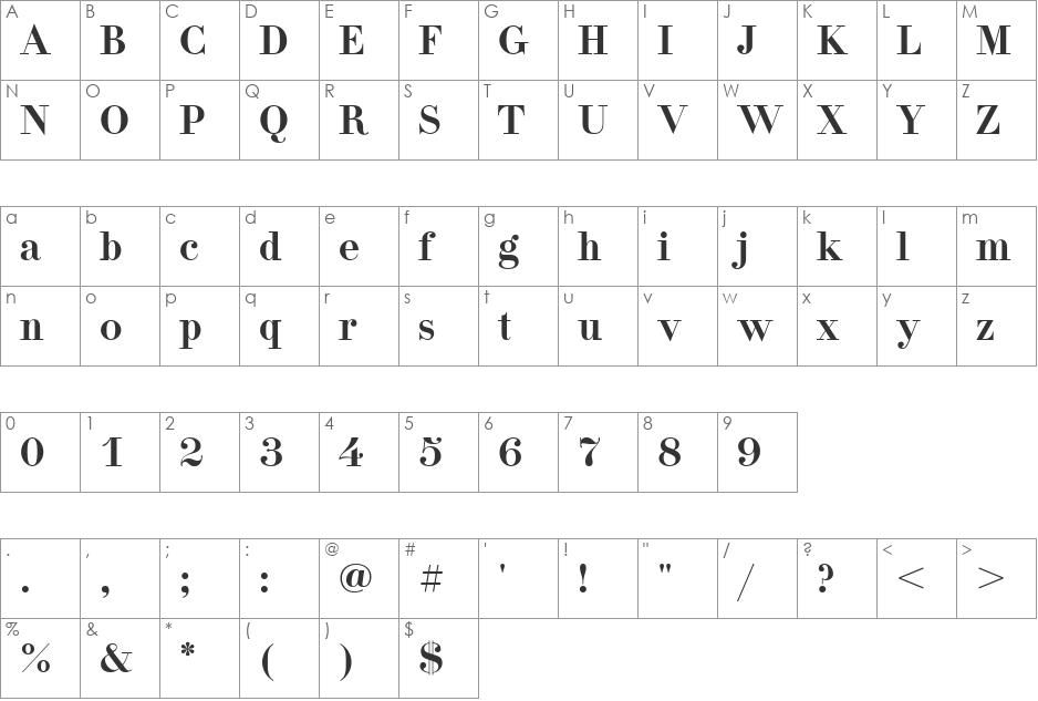 PG_Didona_Cyr font character map preview