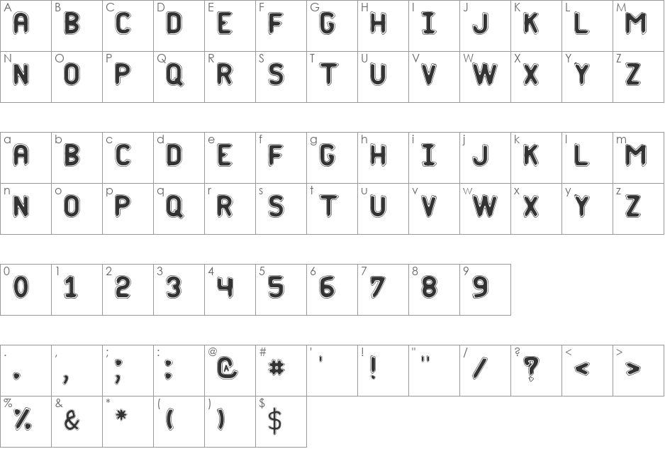 Phantom St font character map preview