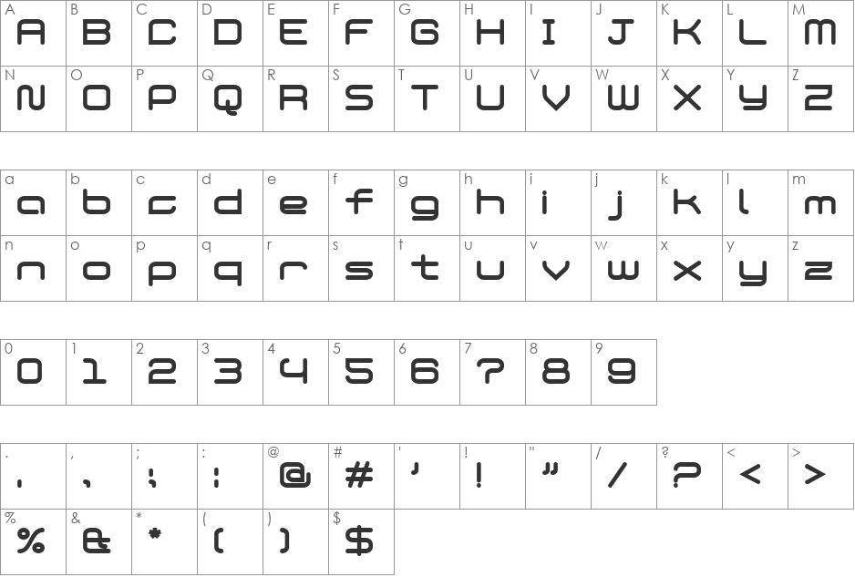 PhantomBold font character map preview