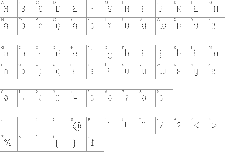 PharmaCare font character map preview