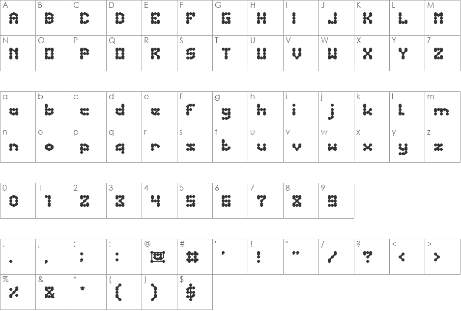 PHENOMENON font character map preview